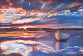 Coucher de soleil sur une olage de Bretagne - Les Marines