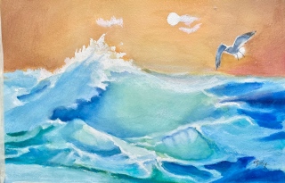 Une vague au coucher de soeil - Les Marines
