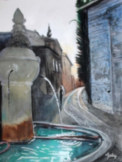 Dans le village de Séguret en soirée! - Mes pastels
