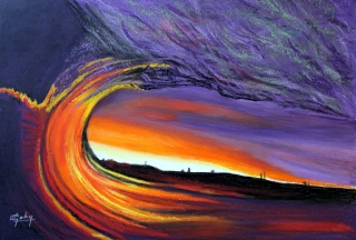 Une vague dans le soir! - Mes Pastels gras
